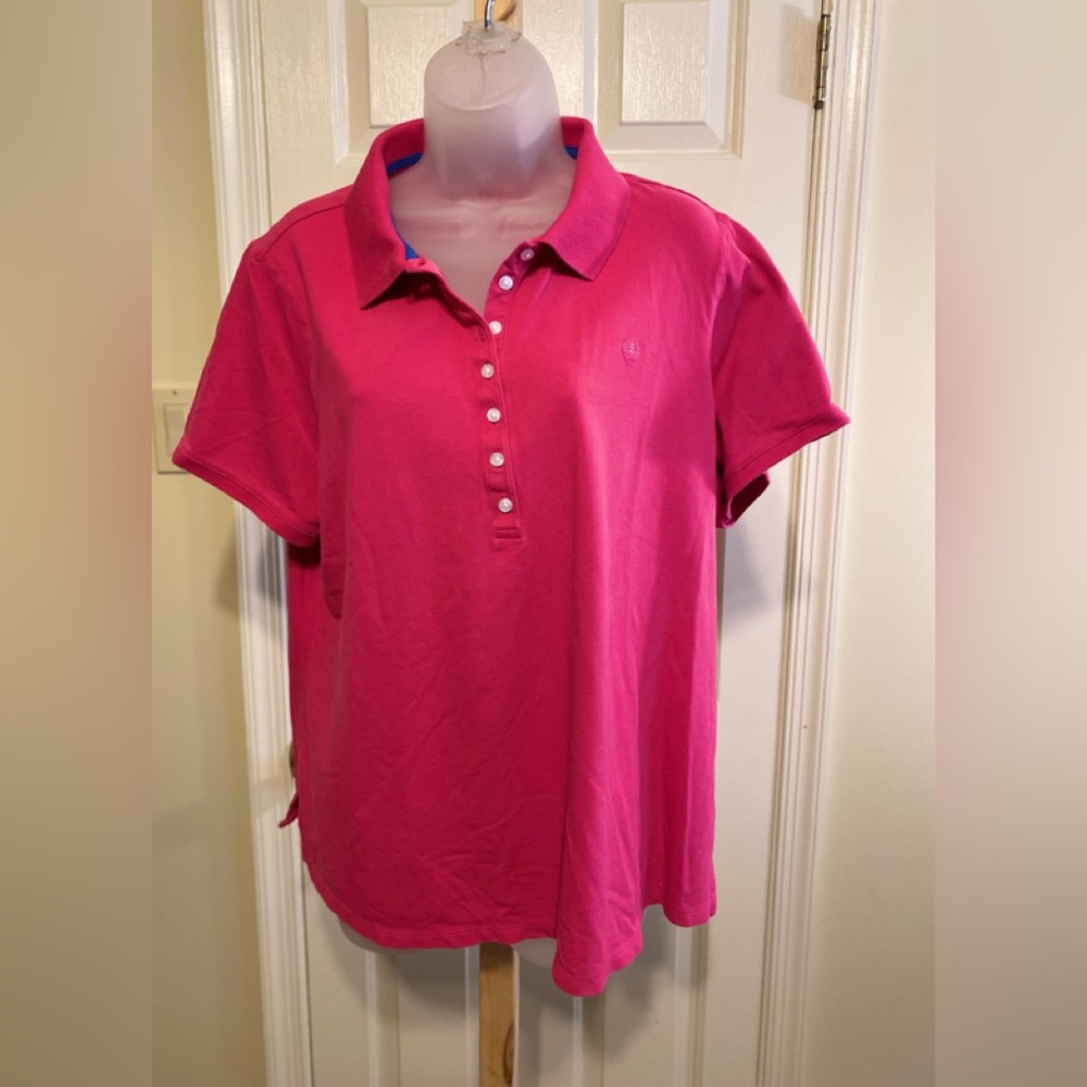 Izod - Woman’s fuchsia color polo shirt, Size: 1X
